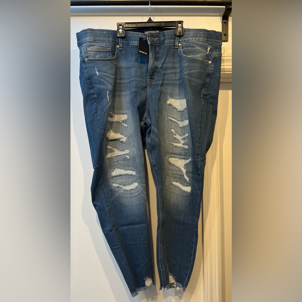 Torrid Women's Blue Distressed Skinny Jeans